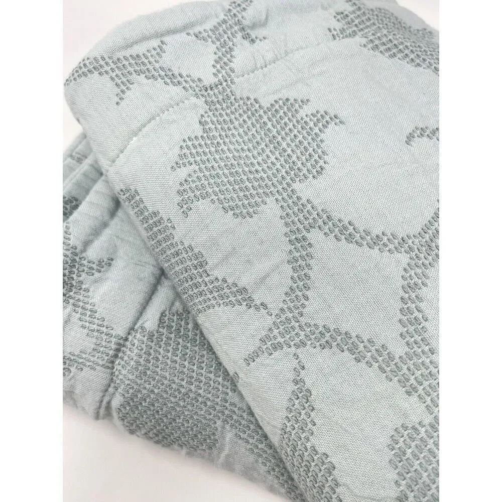 Pottery Barn Jacquard Matelasse Blue Gray Standard Pillow Shams 20x26” Set Of 2